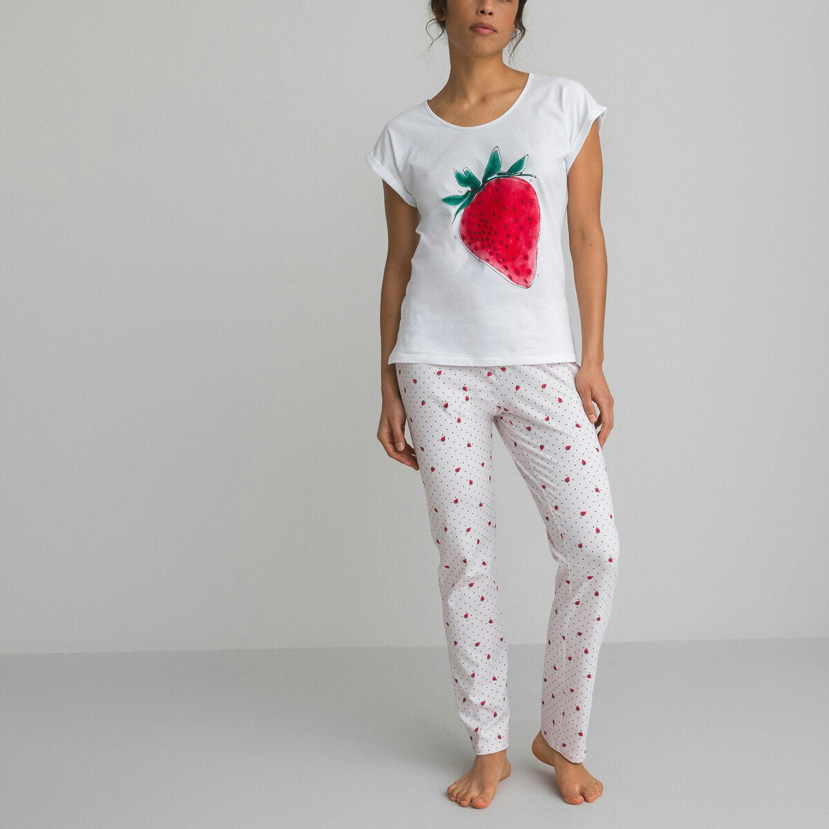 Pyjama en coton imprimé fraise