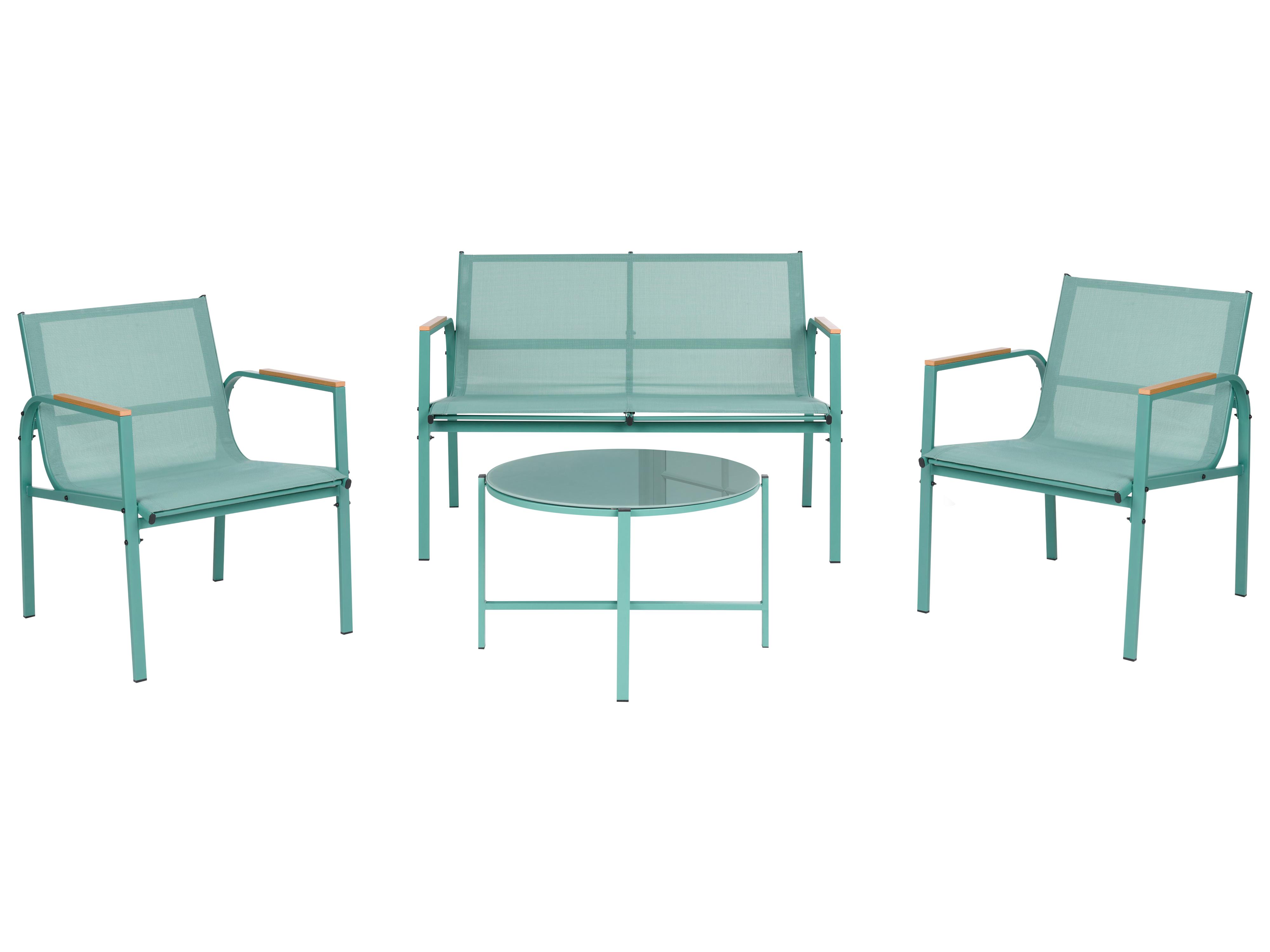 Garden Lounge Set with Table 4 Seater LEDRO Metal Green