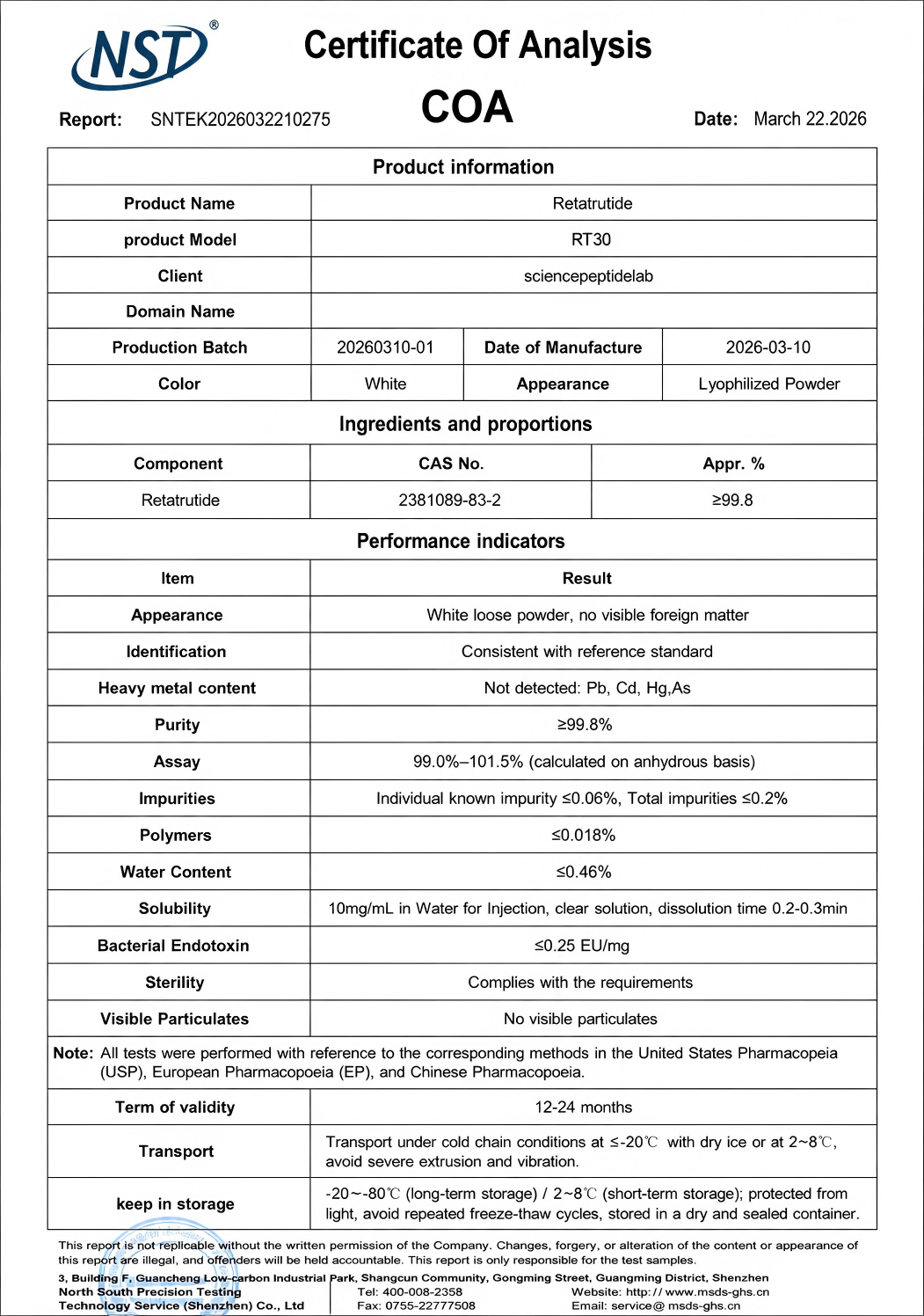 RT30 | Retatrutide 30mg × 10 Vials