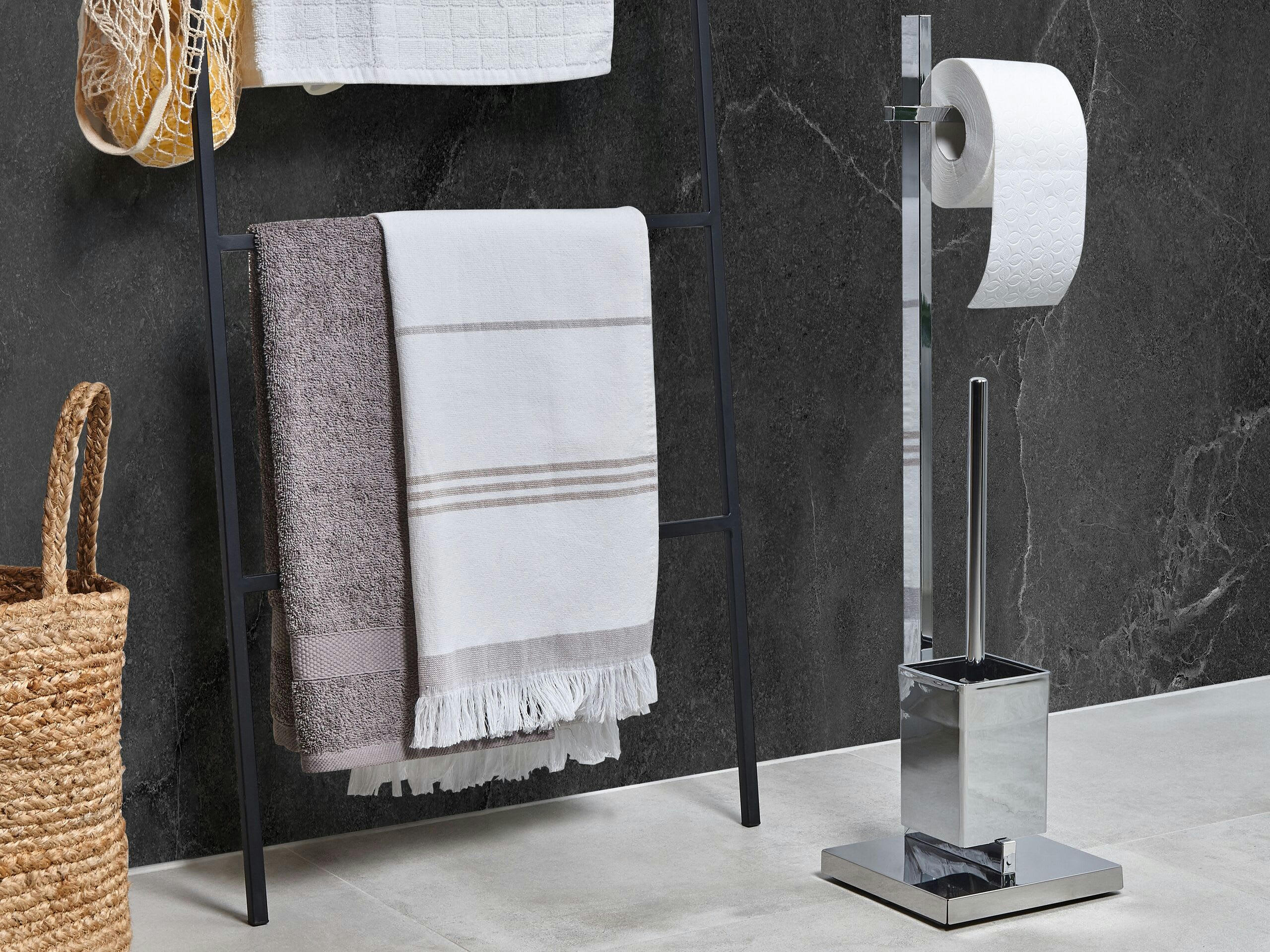 ULAPES - Porte papier toilette sur pied en acier argenté