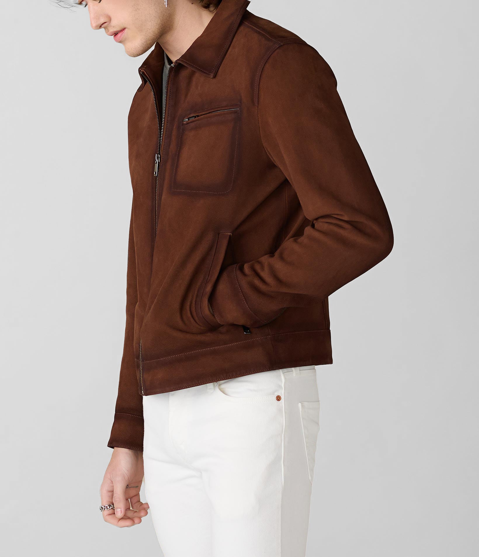 Suede Zip Up