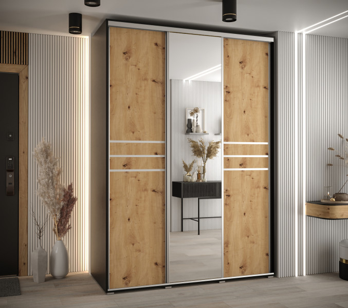 Szafa przesuwna 60 wysoka Davos 11 170 czarny artisan srebrn