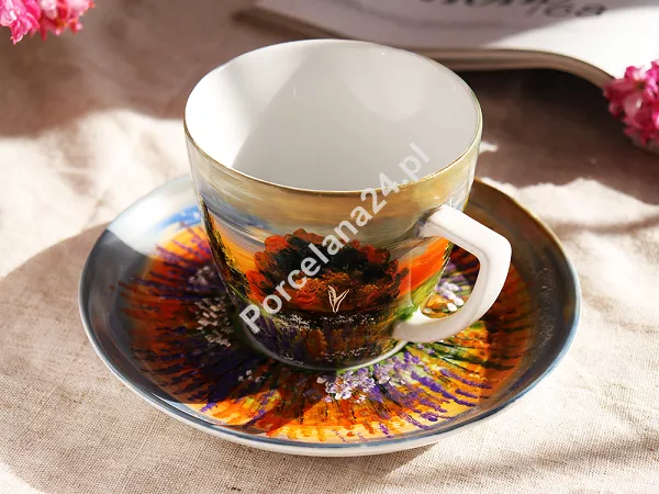 Filiżanka ze spodkiem 0,35 L / 17 cm ręcznie malowana - Polana Jesień (6) DA.FS35-6