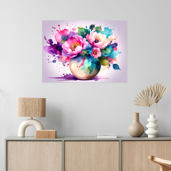 Naklejka na ścianę Feeby Bukiet Kolorowe Kwiaty Akwarela 30x20