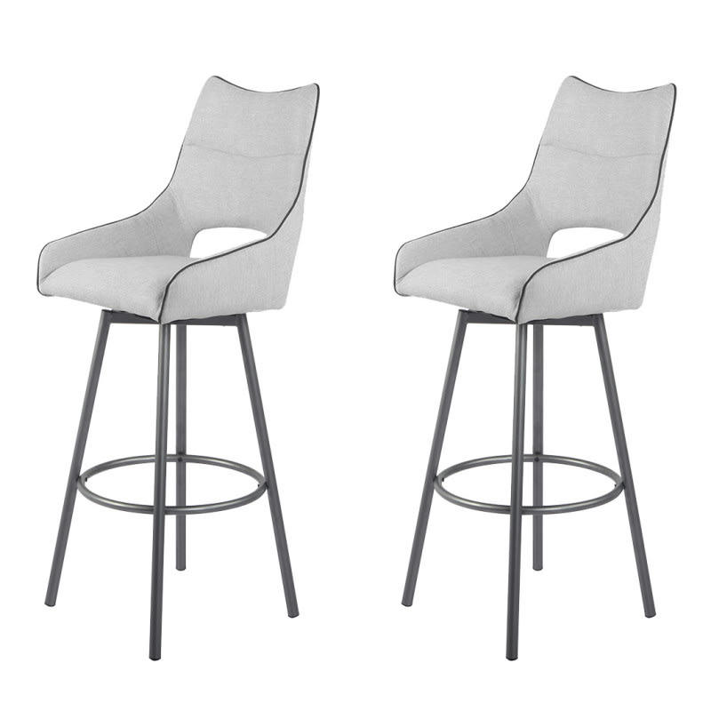 ROY - Lot de 2 chaises hautes de bar en tissu gris clair