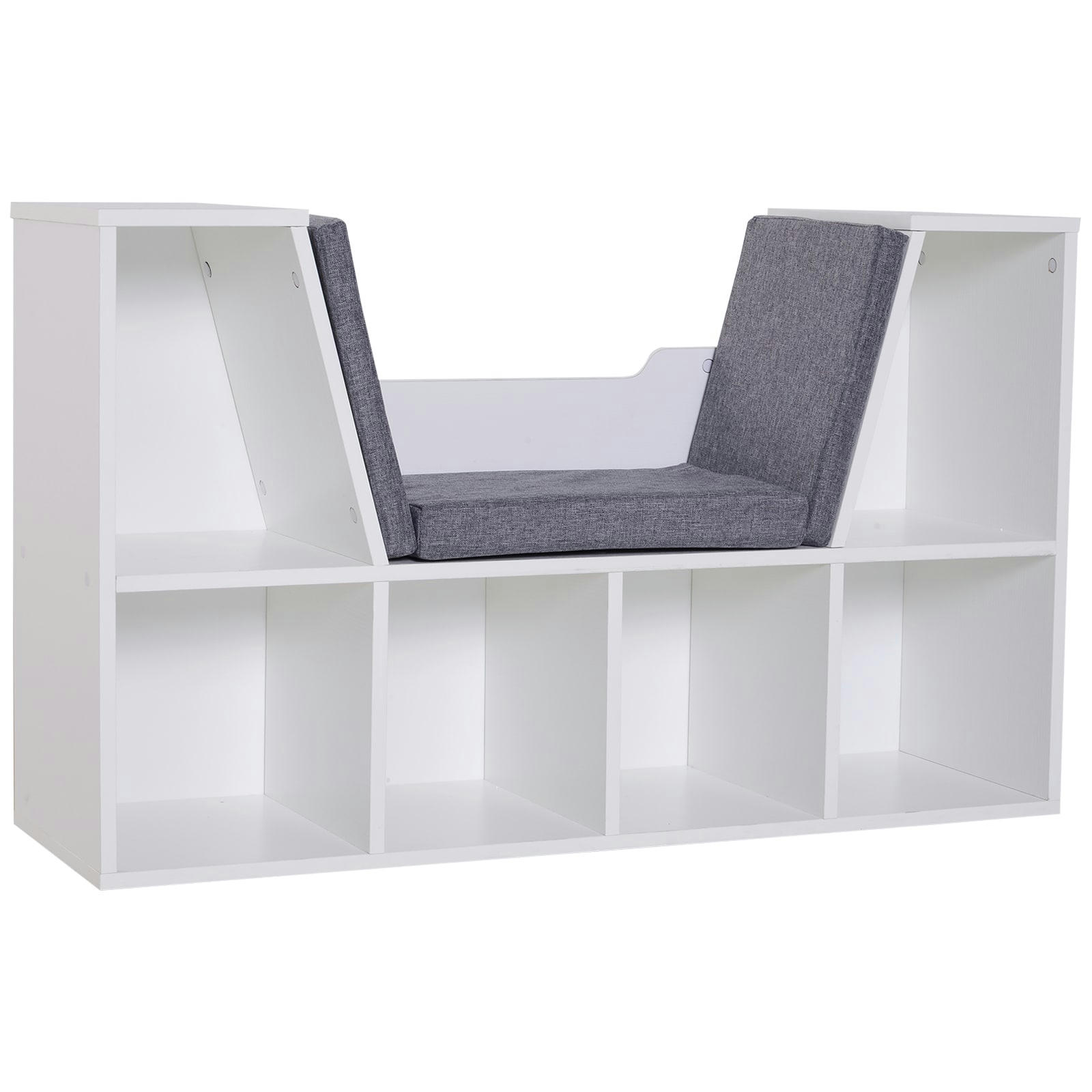 - Bibliothèque banc 2 en 1 - 6 casiers coussins inclus