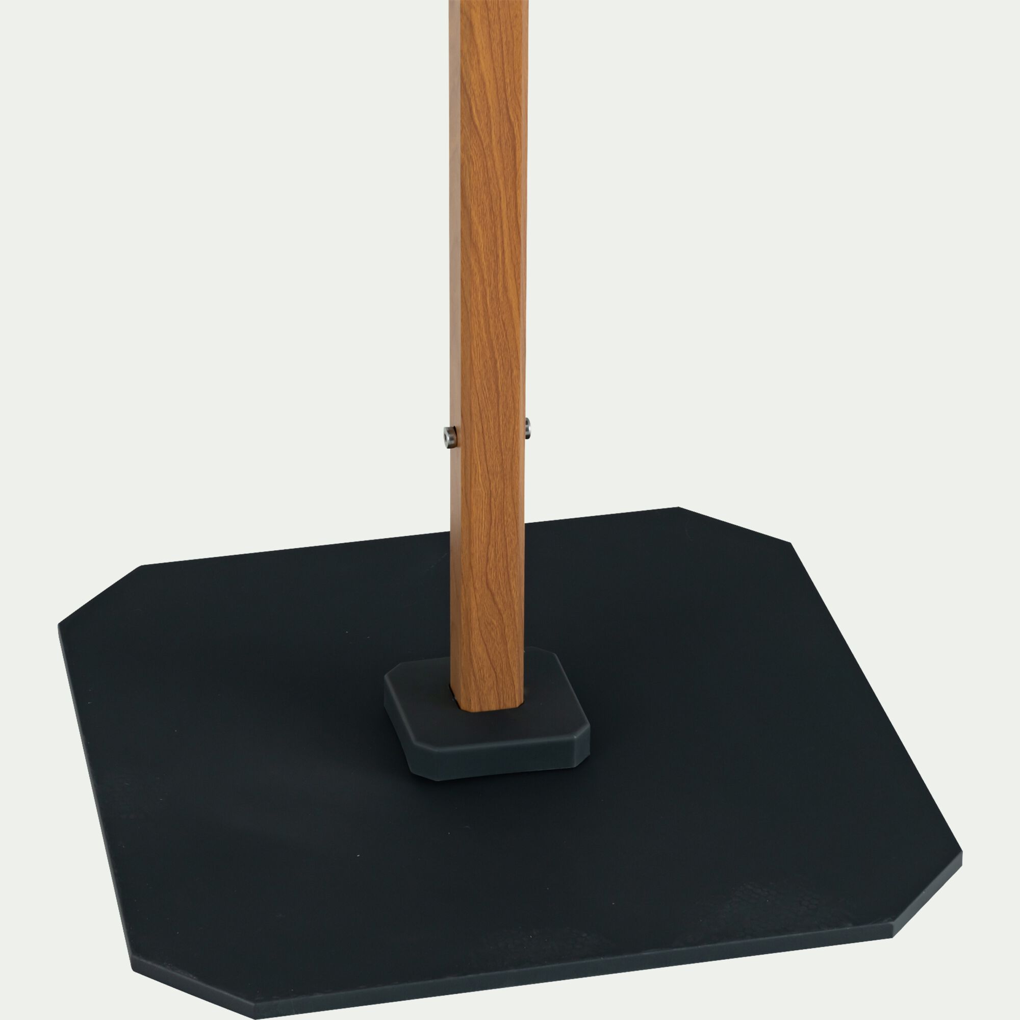 CASTELLET - Parasol droit et sa base en aluminium effet bois 200x200cm - gris