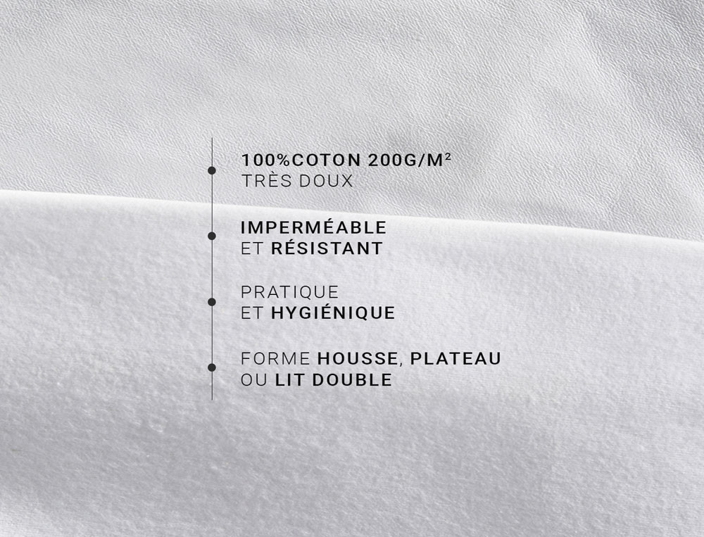 Protège-matelas imperméableMolleton élastomère 200g/m2