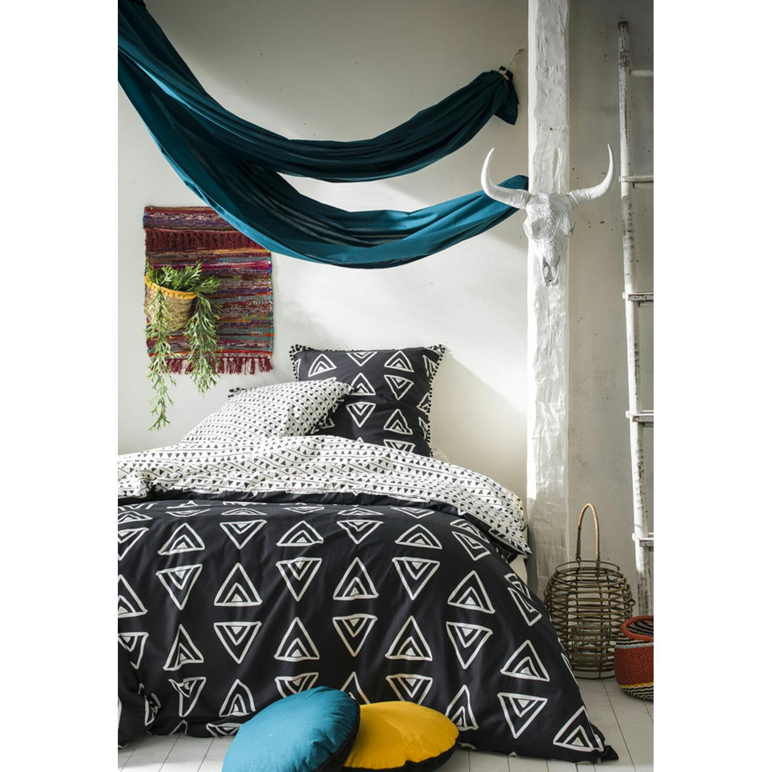 NAPP - Parure de housse de couette bouton coton bleu 220x240 cm