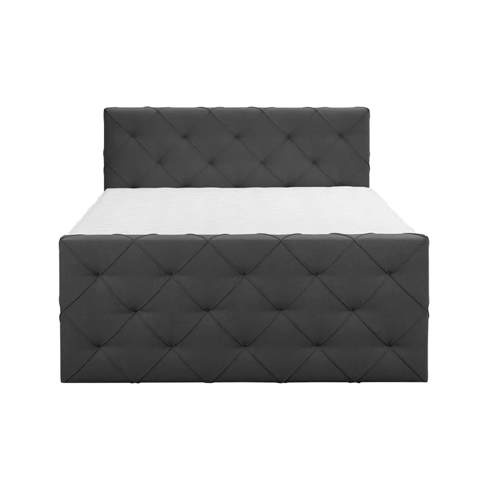 Boxspring met voetbord Liv geruit - antraciet - 180x200 cm - slanke poot