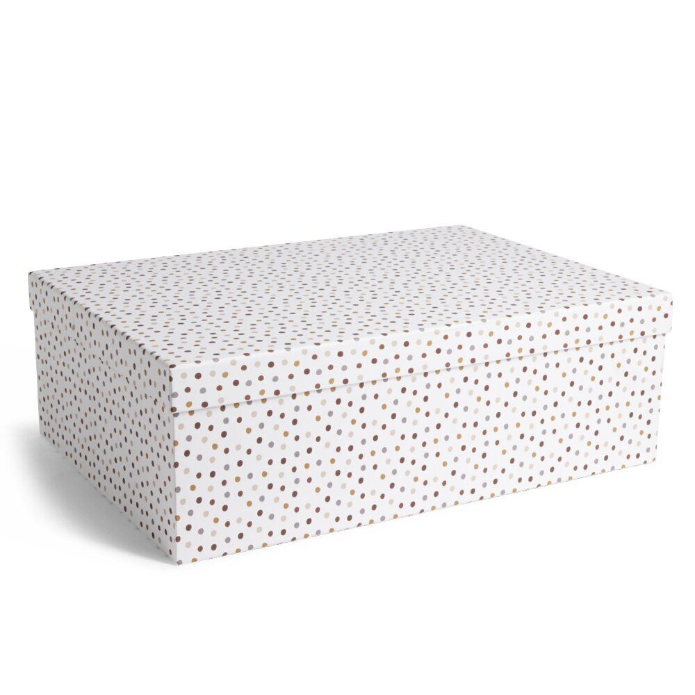 BoÎte papier blanc à pois 44x31x15cm