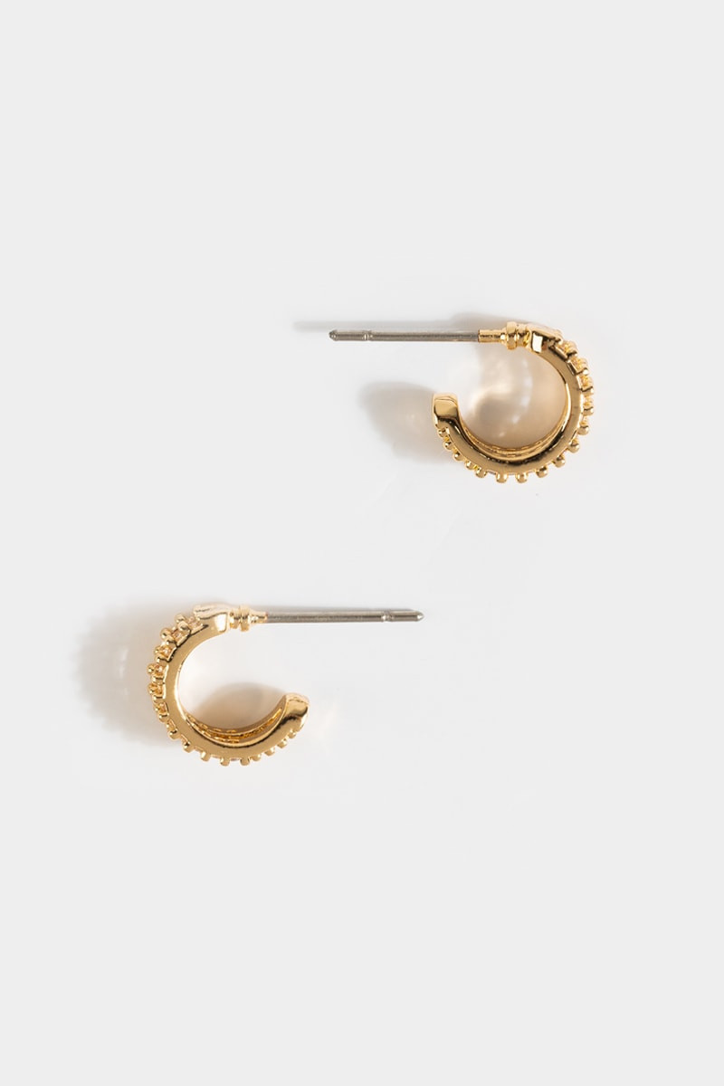 Nina Double Pave Huggie Hoops