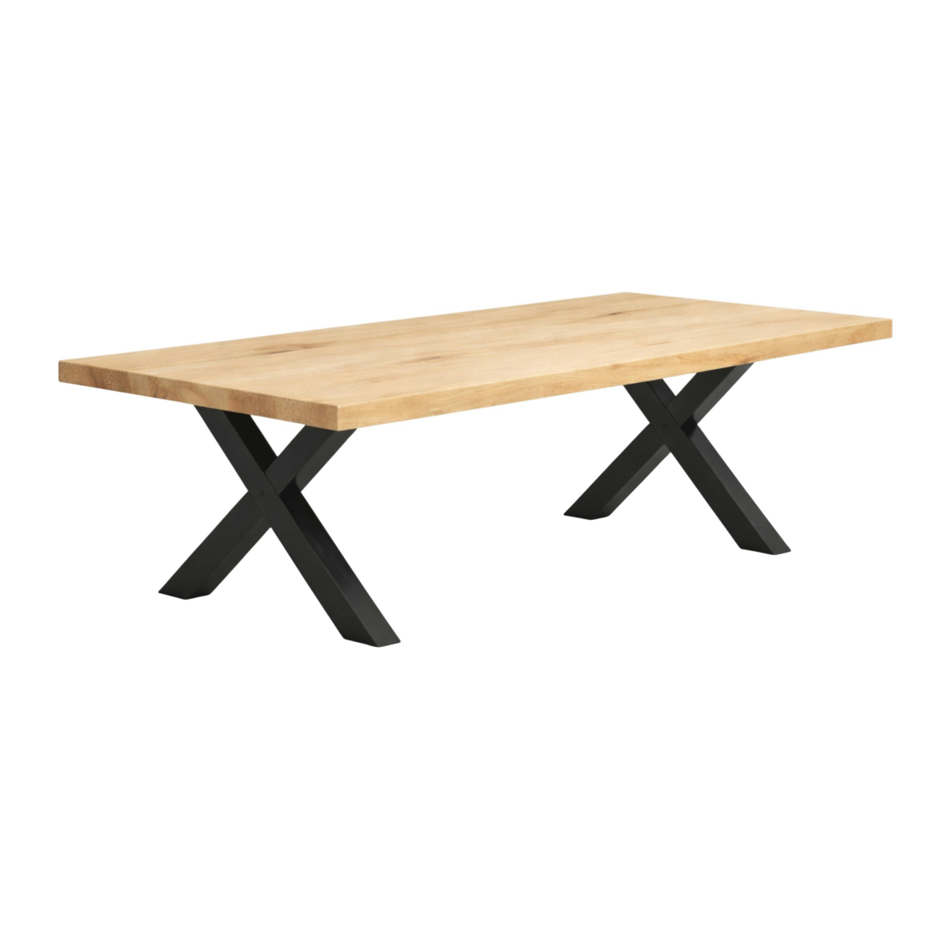 Table extensible bois blanc bords droits pieds en X 180 cm PALERME