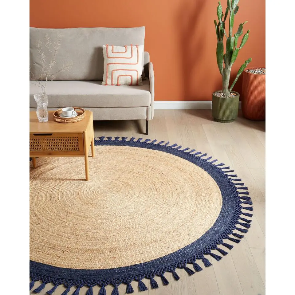 MARTS - Vloerkleed - Donkerblauw - 200 cm - Jute