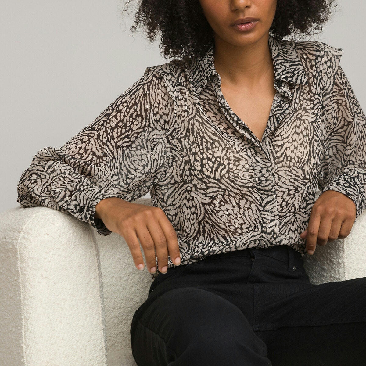 Chemise imprimé animalier, manches longues