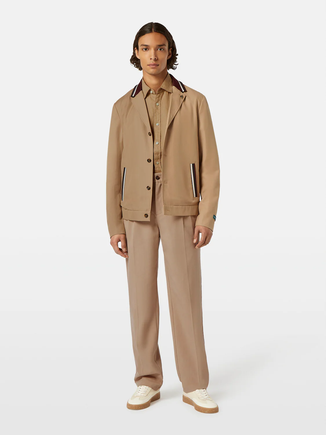 Contrast-Trimmed Tailored Shirt Jacket