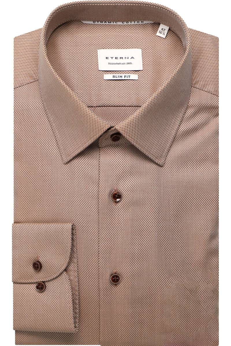 ETERNA Dynamic Cotton Slim Fit Hemd beige-braun, Strukturiert