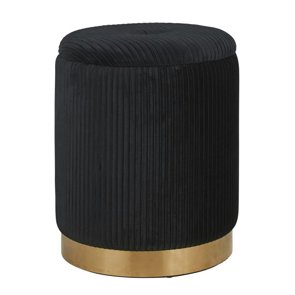ADRIANNA - Tabouret coffre doré et noir