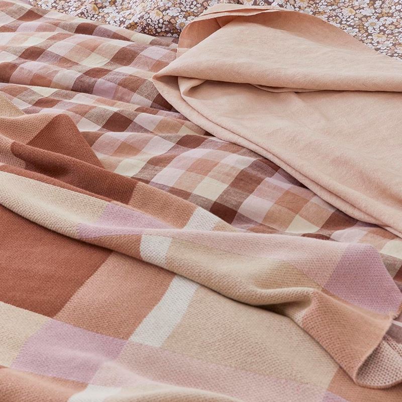 Retreat Brown Check Knitted Throw