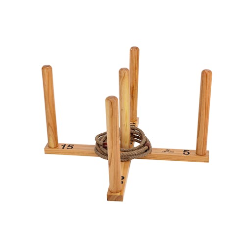 Mega Quoits Wooden Rope Ring Toss Outdoor Game Set 100cm Wide Including 4 Rings