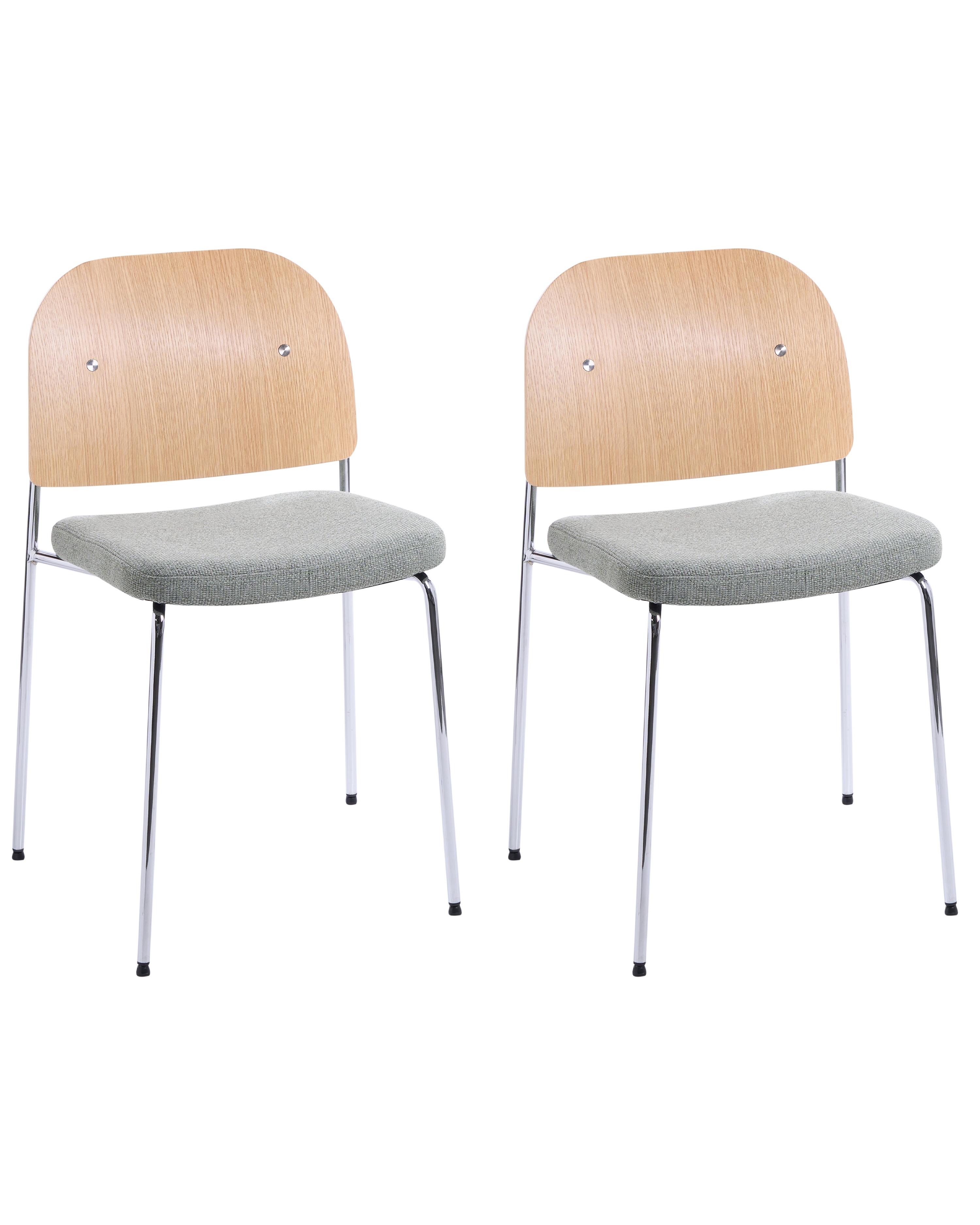 Set of 2 Dining Chairs ASHCROFT Metal Green/ Light Brown