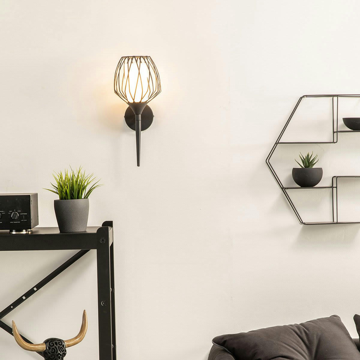 LORA - Applique murale en métal noir