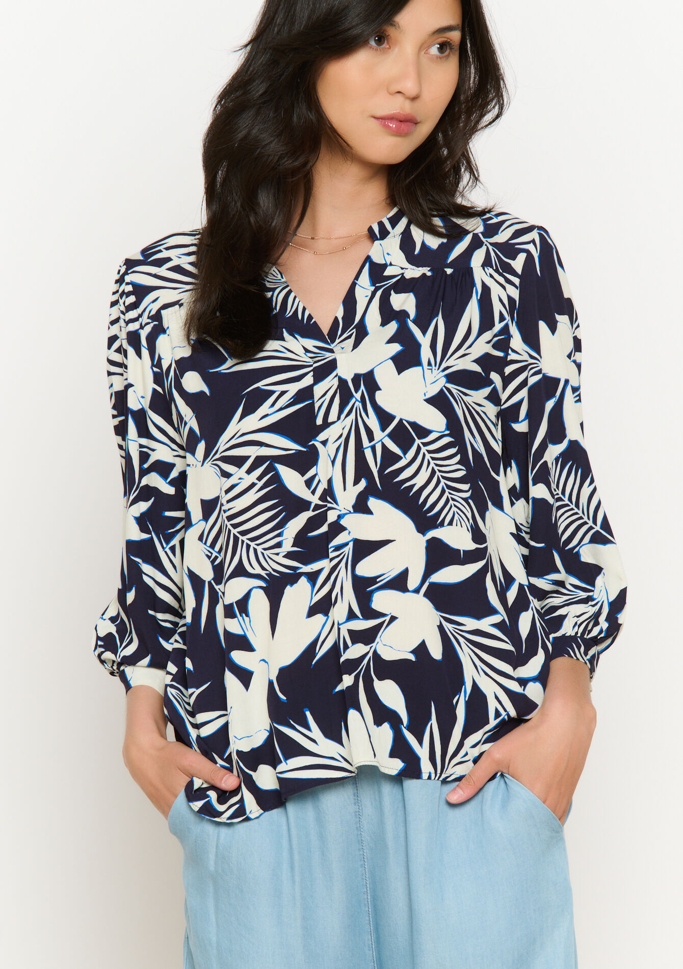 Losvallende print blouse