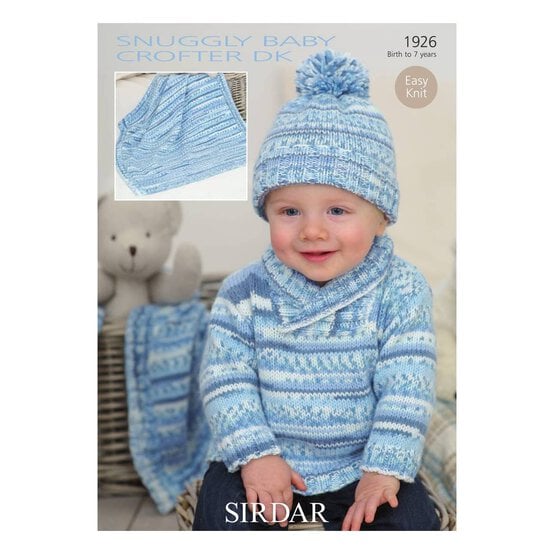 Sirdar Snuggly Baby Crofter DK Sweater Hat and Blanket Digital Pattern 1926