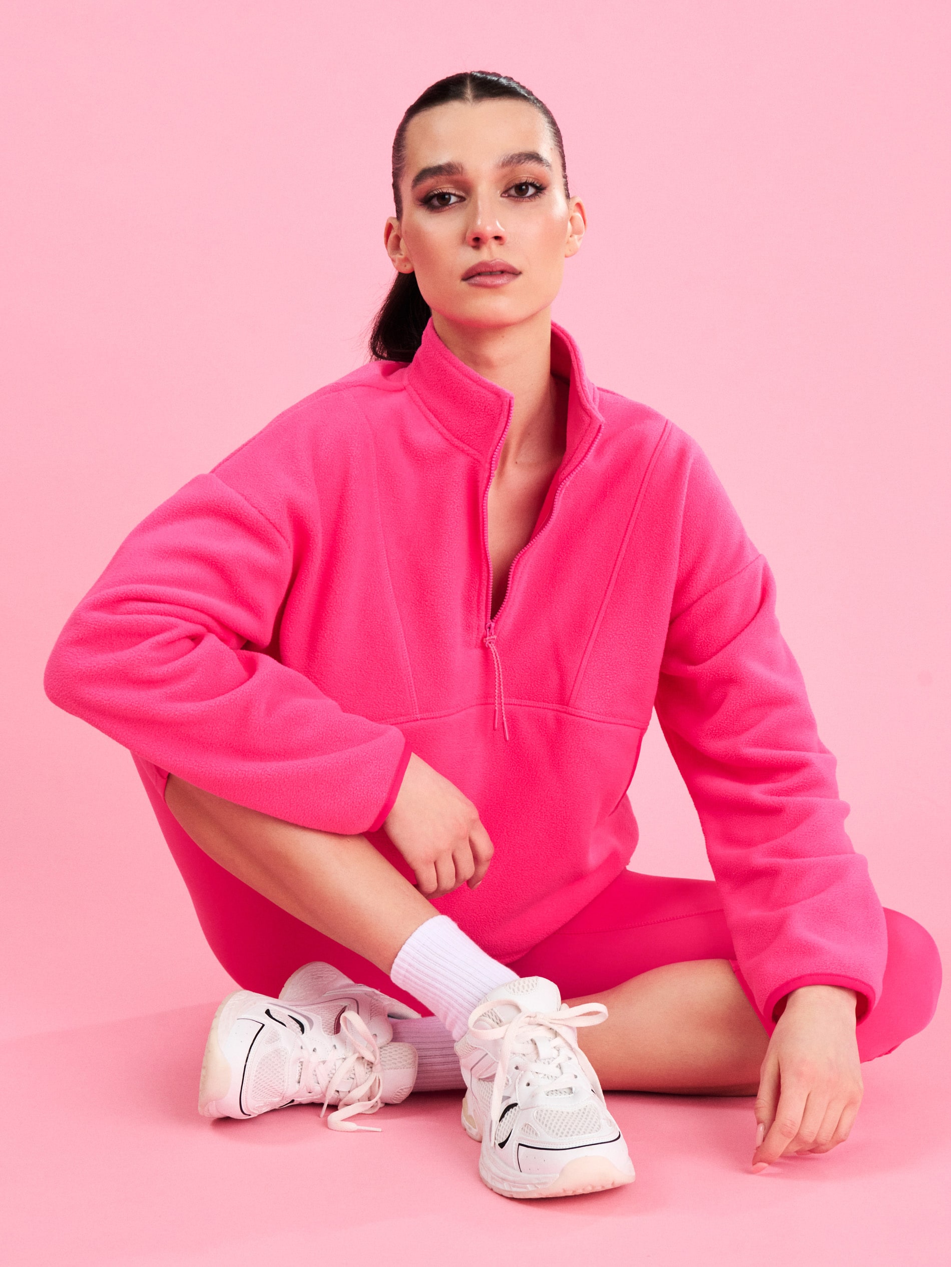 Polarowa bluza half-zip ze stójką i ściągaczami Gym Hard
