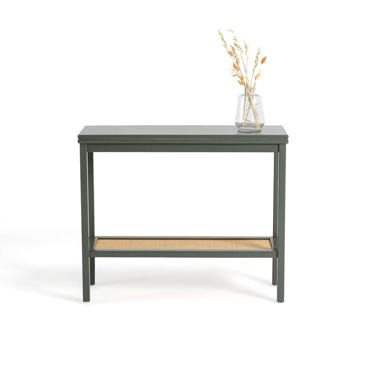 Console double plateau pin massif et cannage Gabin