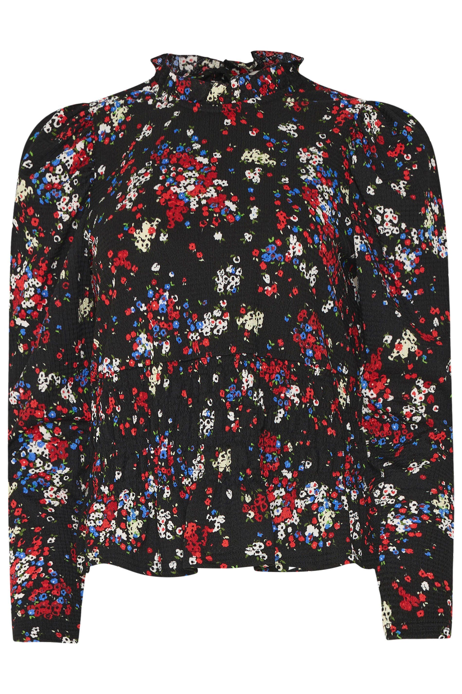 M&Co Floral Print Shirred Top
