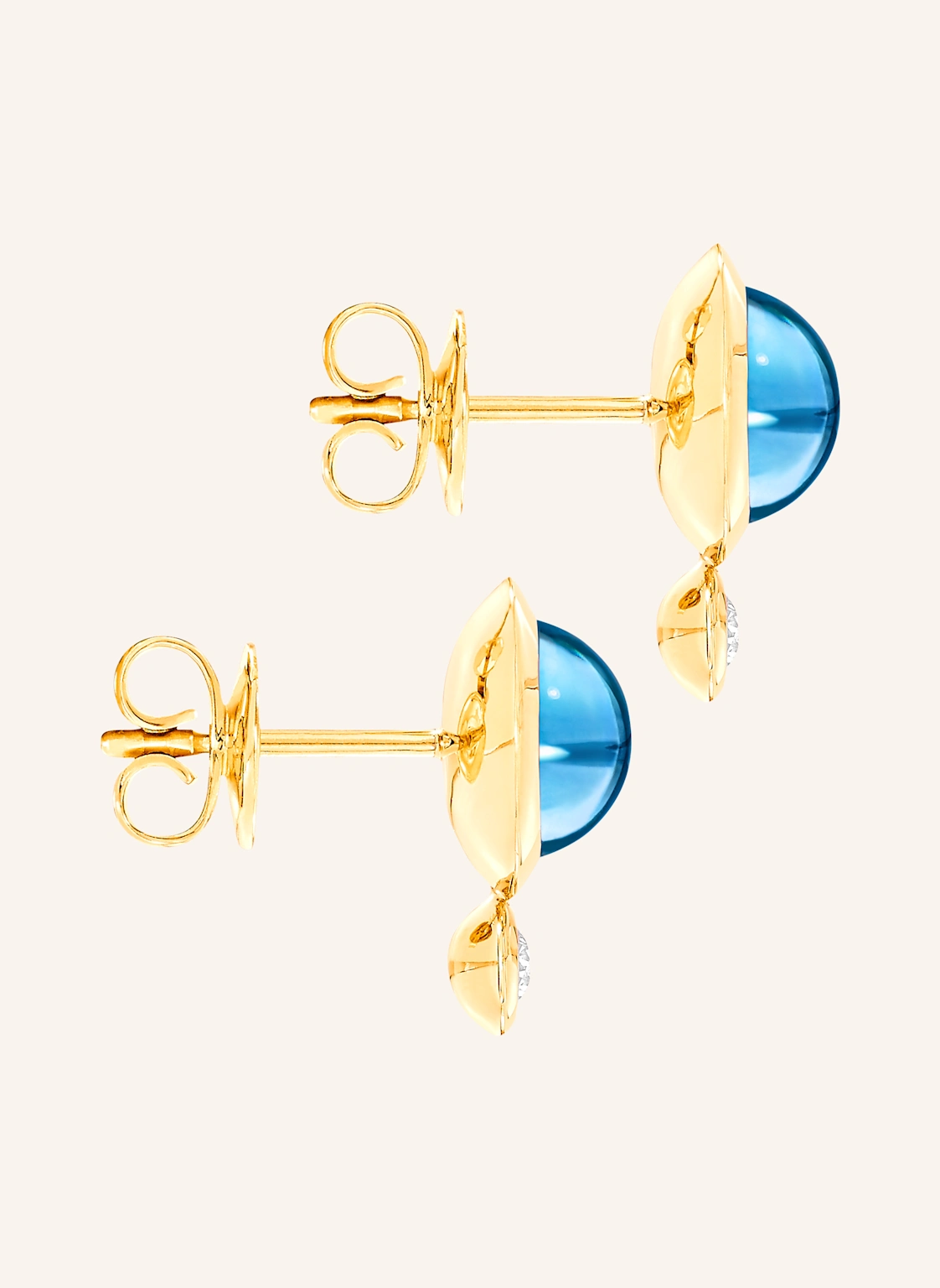 TAMARA COMOLLI Ohrstecker OHRSTECKER BOUTON SWISS TOPAZ / CLASSIC aus 18 Karat Gelbgold Swiss Topas