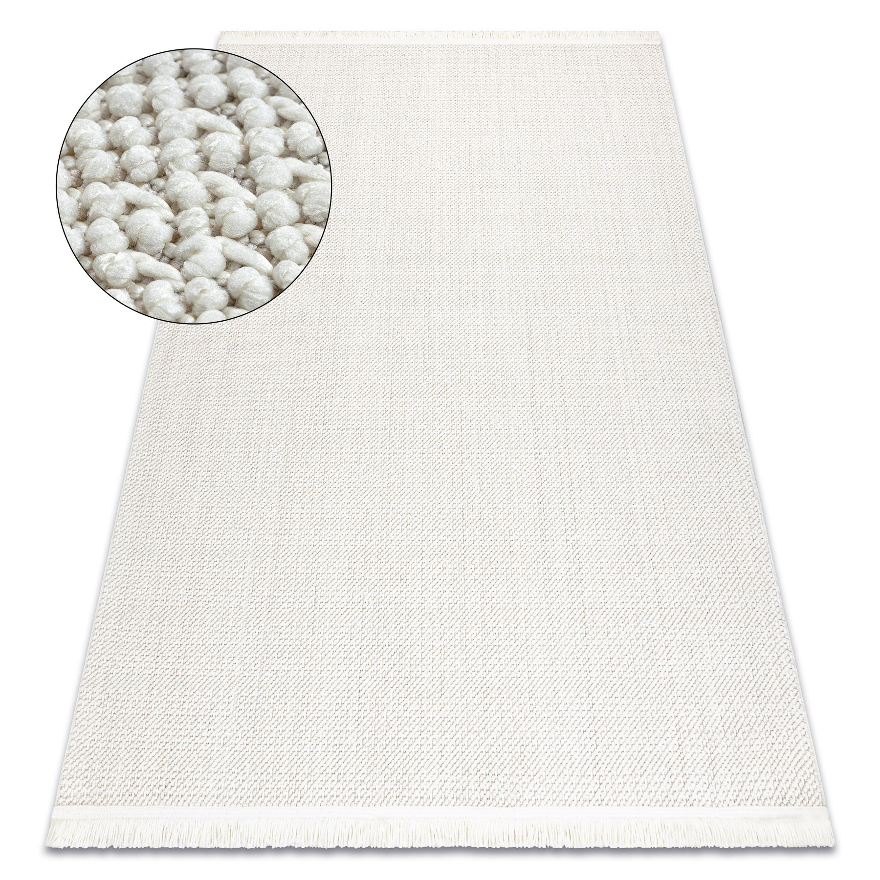 Dywan NANO FH93A Jednolity, pętelkowy, płasko tkany biały 160x220 cm