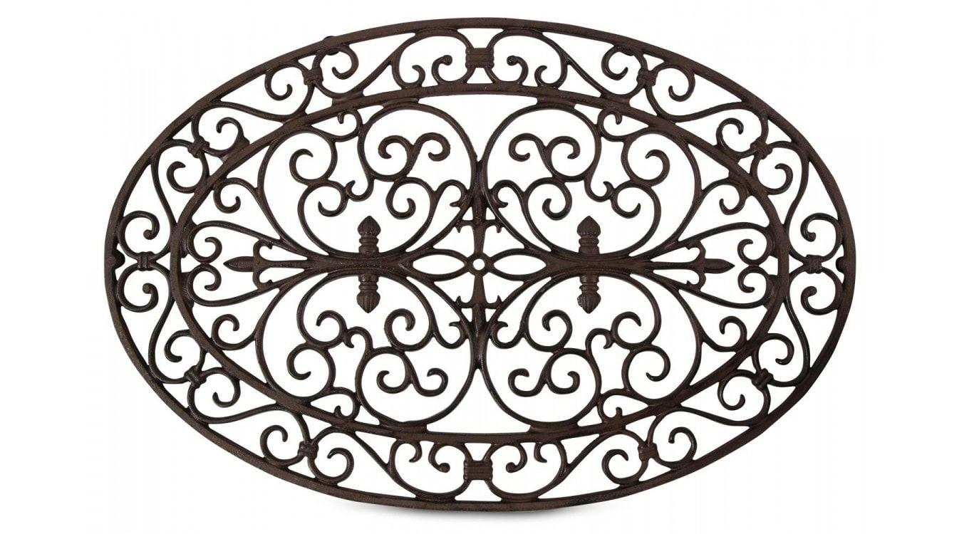 - Paillasson Ovale Fonte Marron 73,5x48x2cm