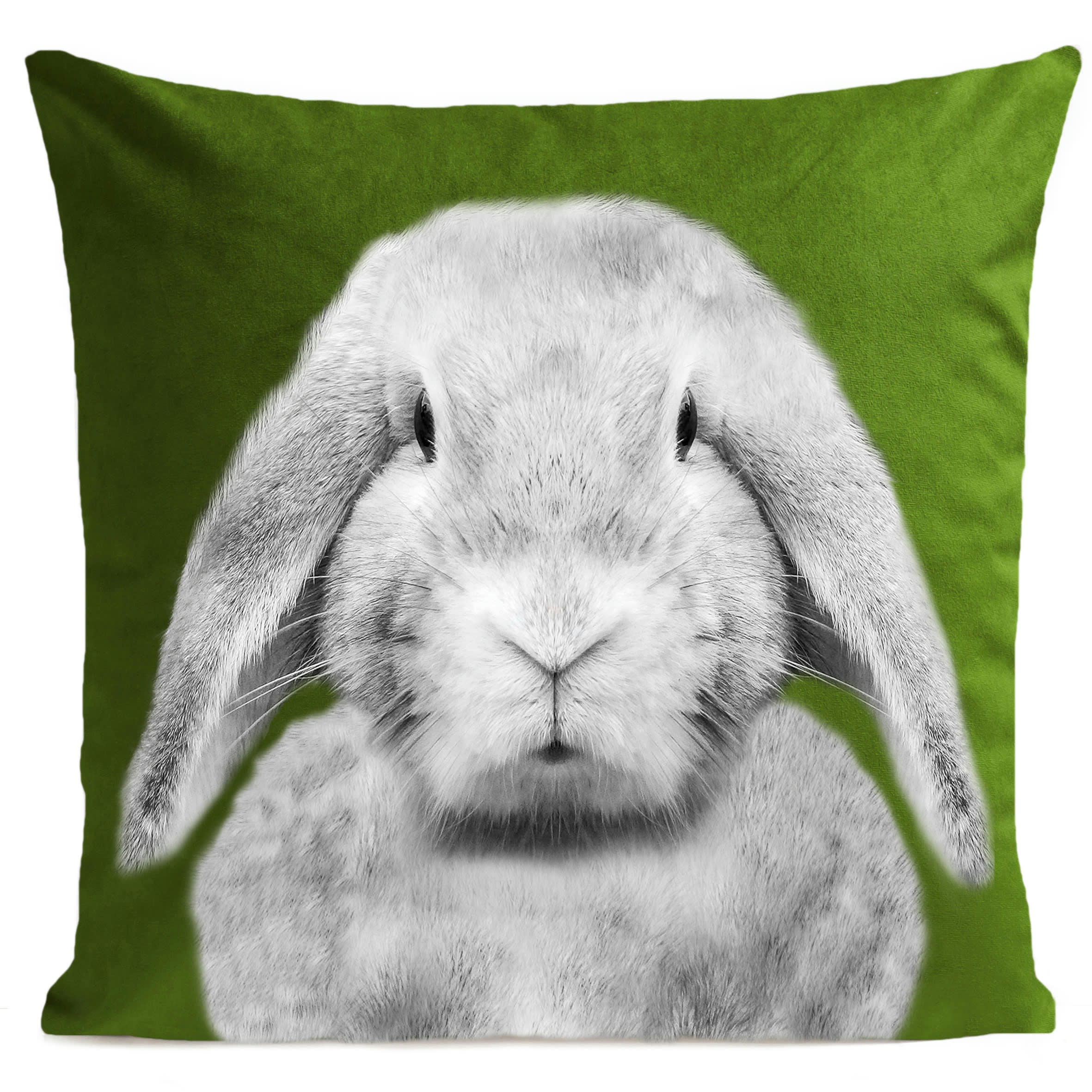 - Coussin enfant lapin vert suédine 40x40cm