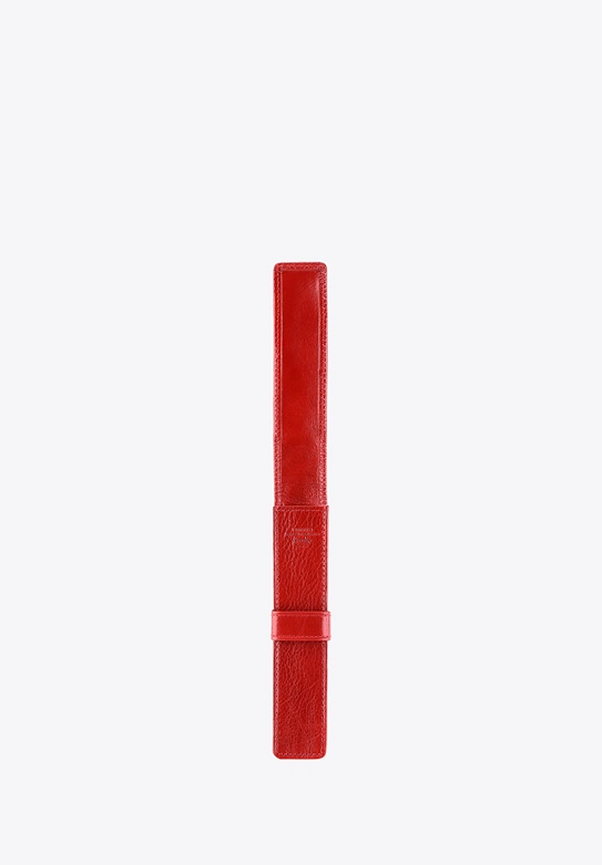 Etui na pióro skórzane proste czerwone