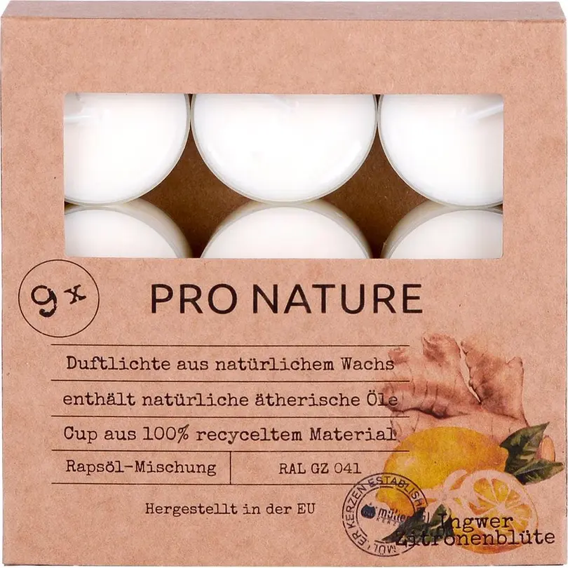 Teelicht 9er-Set Ingwer & Zitronenblüte