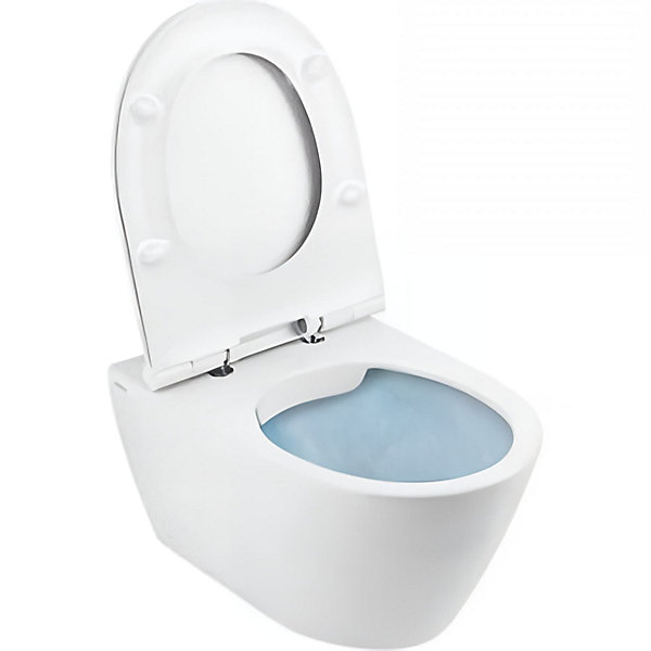 Pack WC suspendu Rimflush 56 Sanlife blanc céramique traditionnelle SANINDUSA avec abattant
