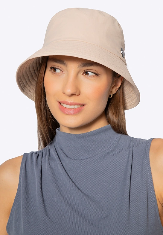 Czapka typu bucket z nylonu beżowa