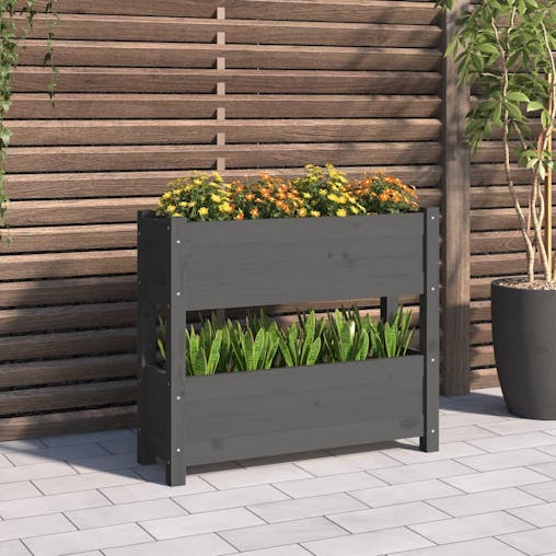 NNEVL Planter Grey 77x25x66 cm Solid Wood Pine