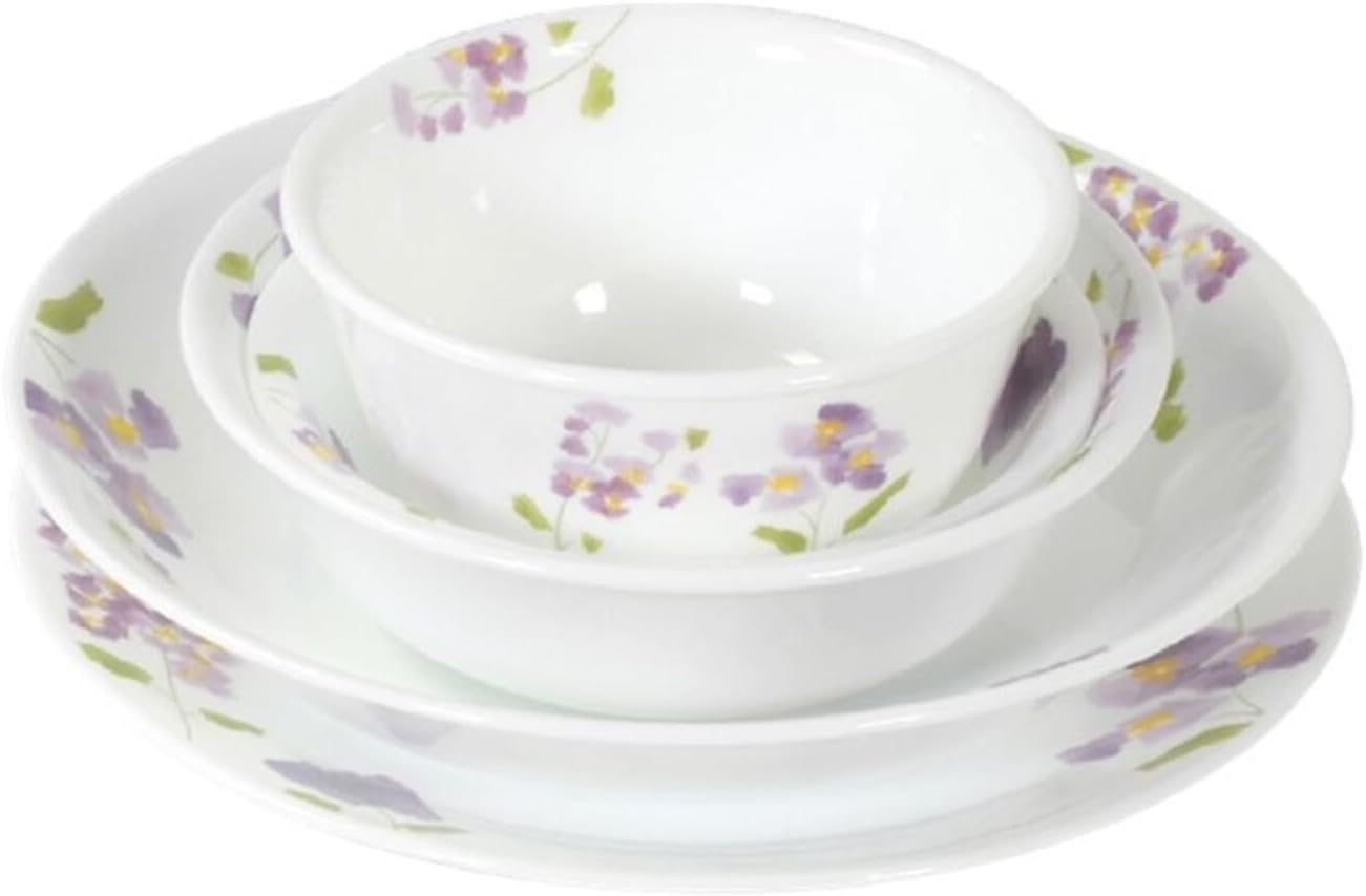 Corelle CP-8941 5-Piece Set, Medium Plate, Deep Plate, Small Bowl, Various Bowl, Break-Resistant, Lightweight, Microwave Safe, Oven Safe, Dishwasher Safe, Daily, Violet Mist
