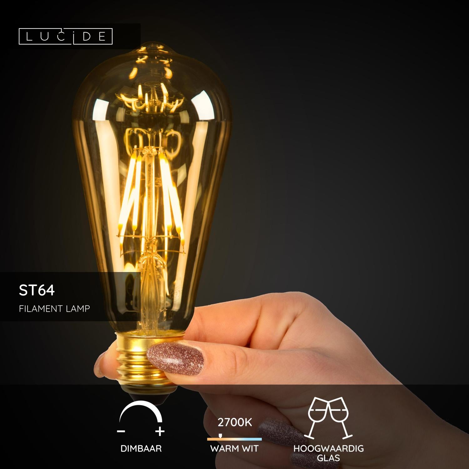Lucide ST64 Filament lamp - Amber (set van 3)