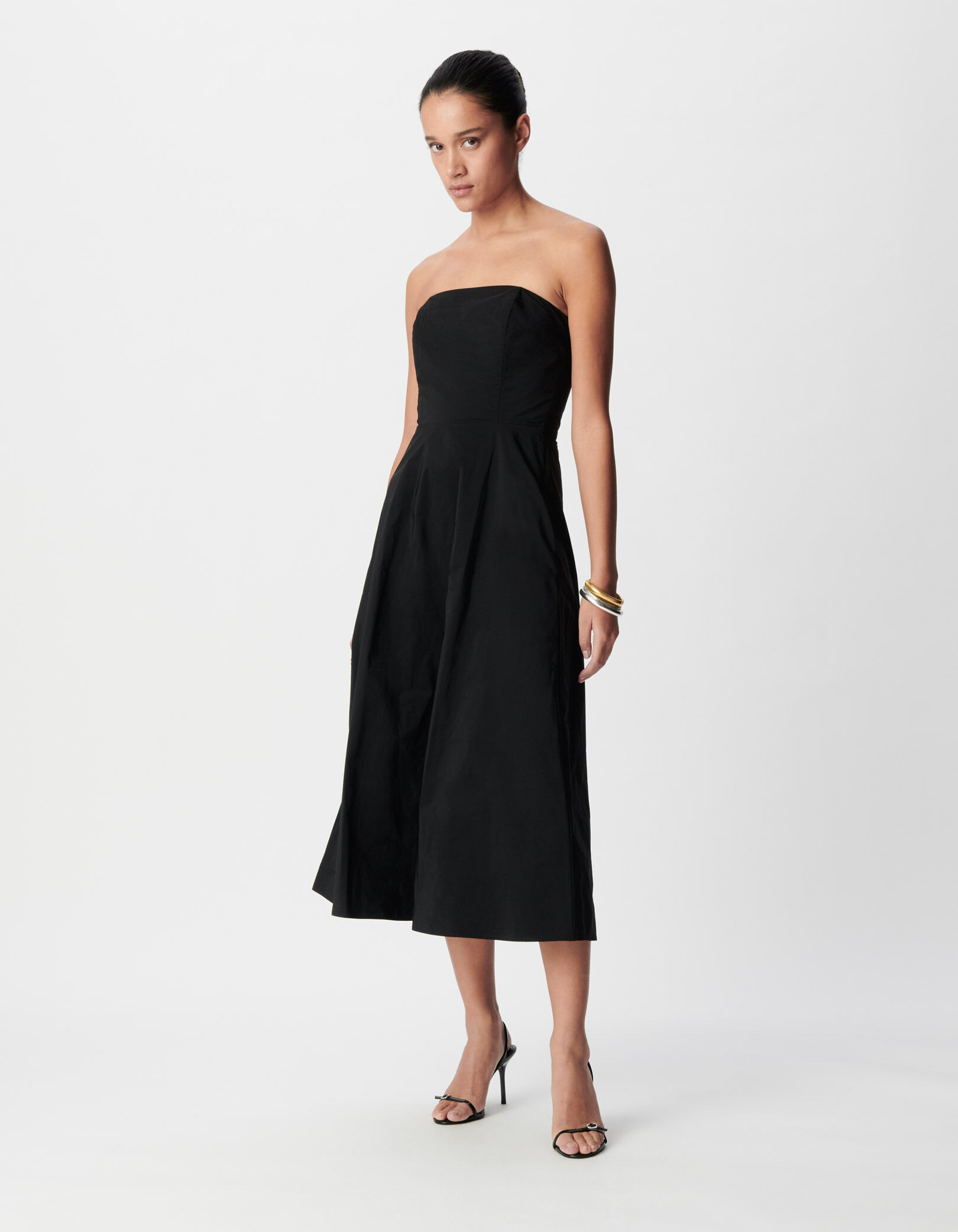 Robe bustier noire taffetas Femme