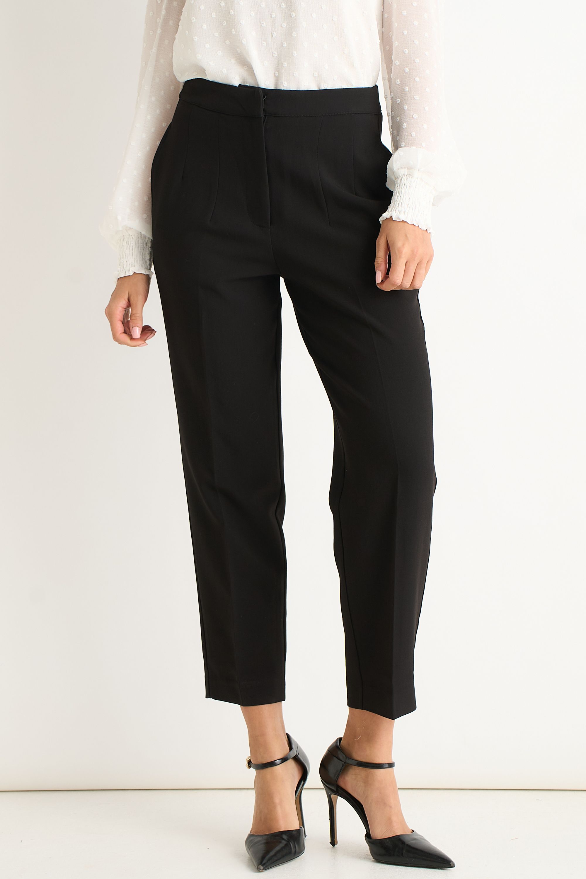 Gini London Black Ankle Grazer Cigarette Tailoring Trousers