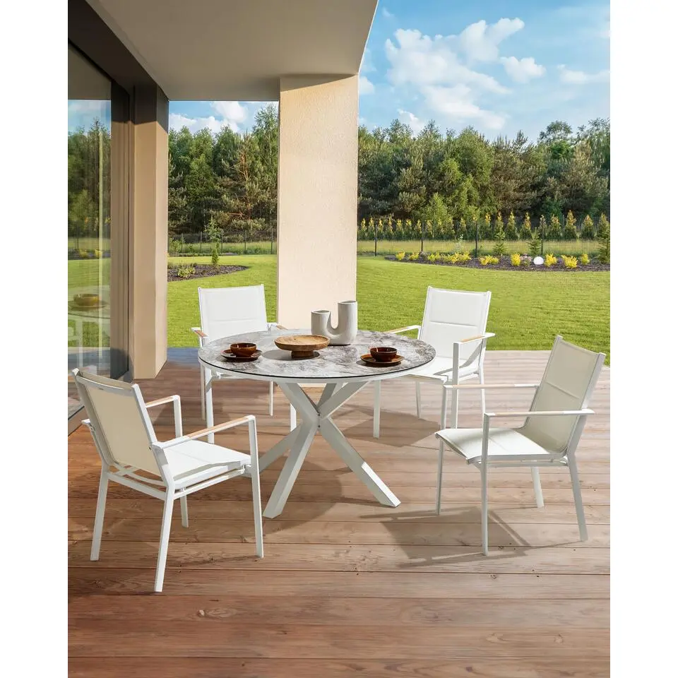 BUSSETO - Tuinstoel set van 4 - Wit - Aluminium