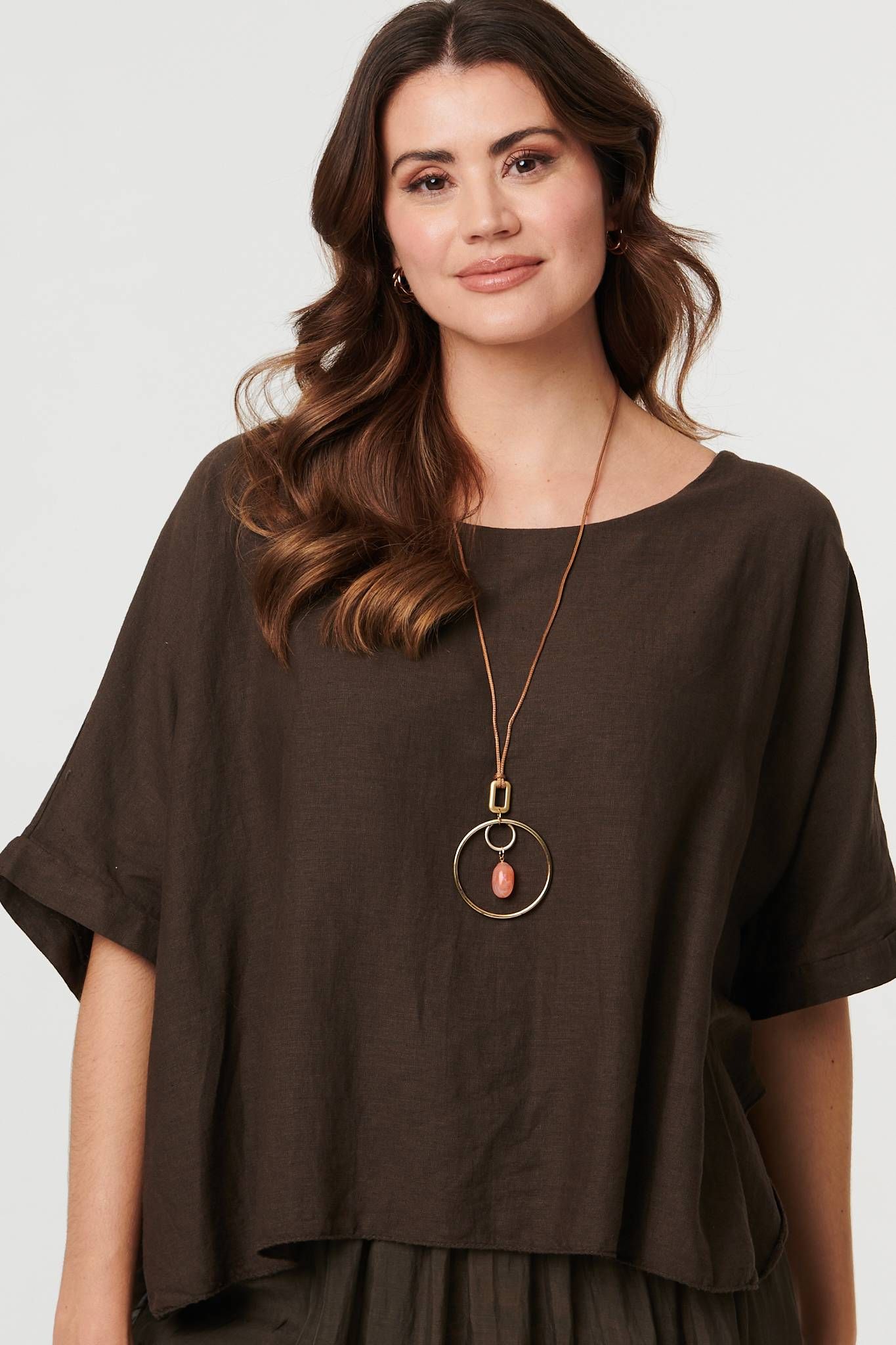 Izabel London Layered 1/2 Sleeve Relaxed Tunic Top