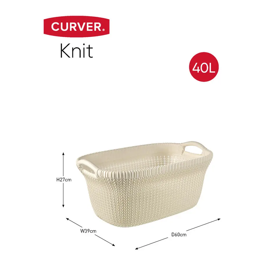 Curver Knit Wasmand met deksel 57L Wasmand 40L - Gebroken wit