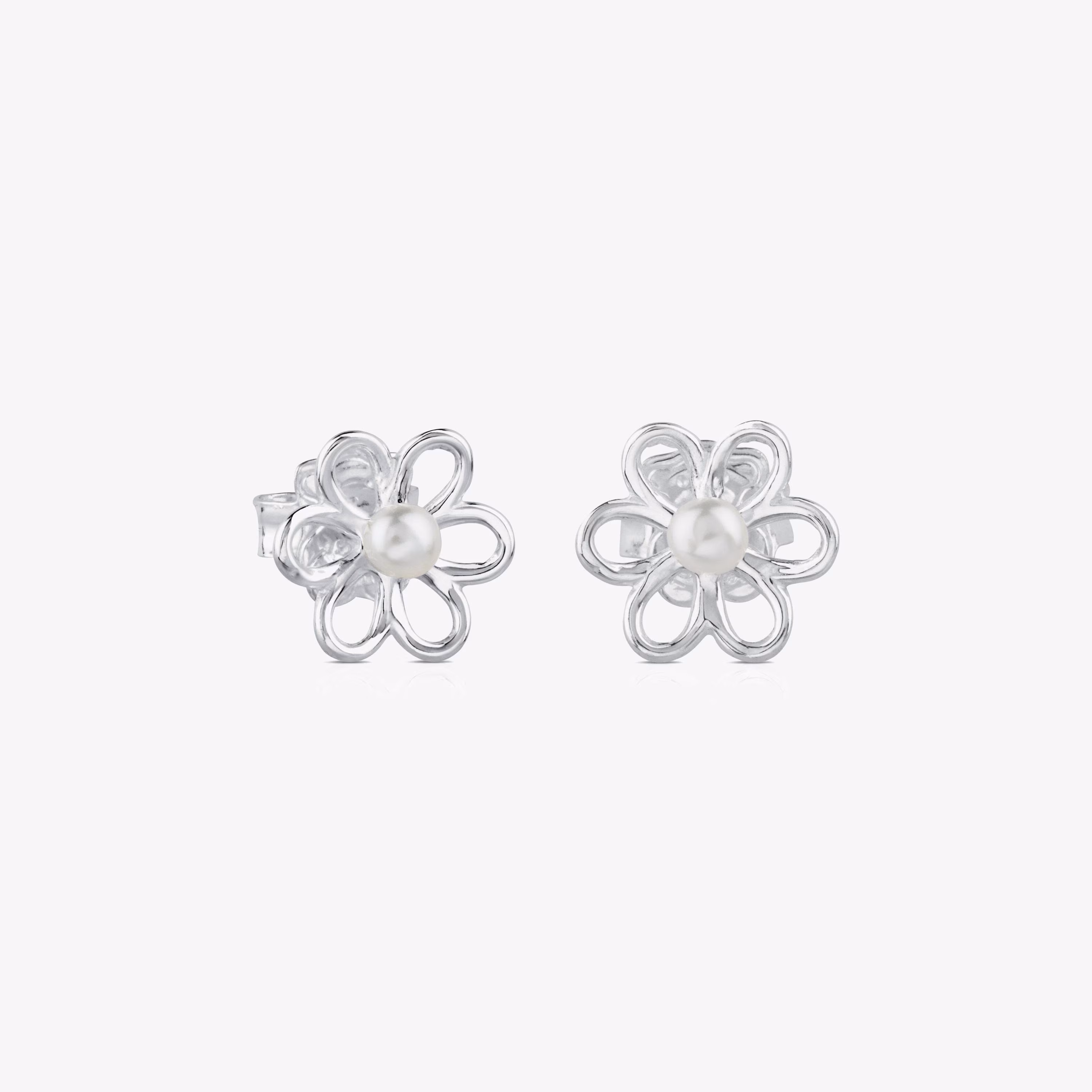 Pendientes flor de plata y perlas cultivadas Maggie