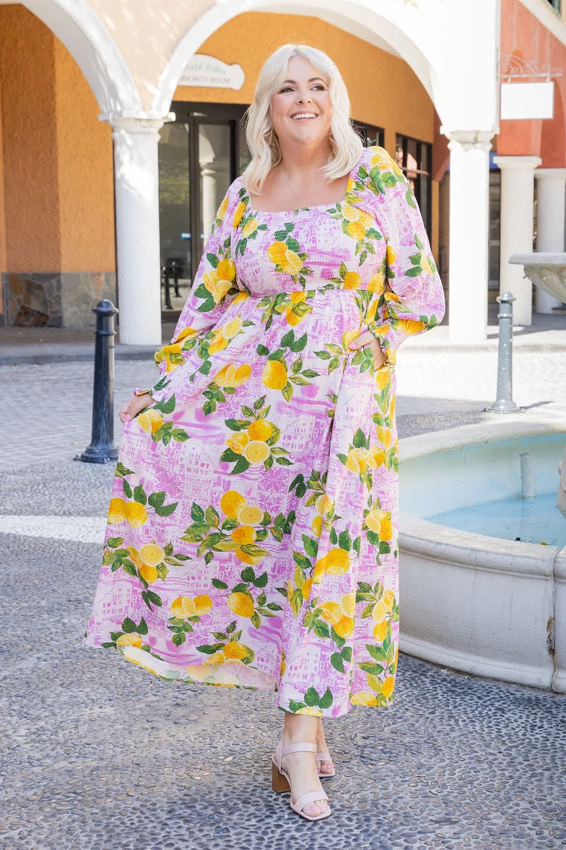 Amelia Linen Blend Maxi Dress in Themis