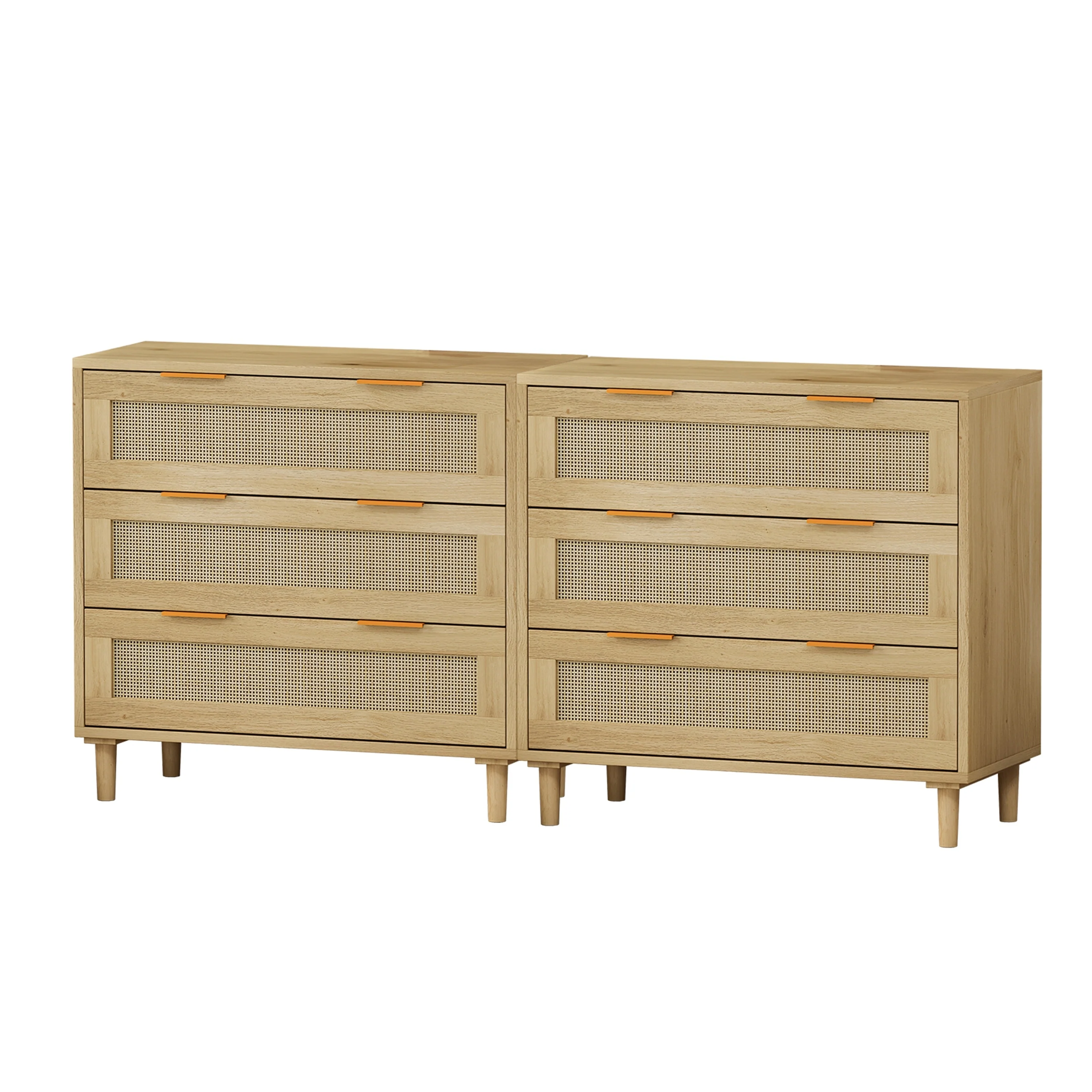 3-Drawers Rattan Storage Cabinet Rattan Drawer (Set of 2)